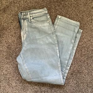 Metallic High Rise Mom Jean